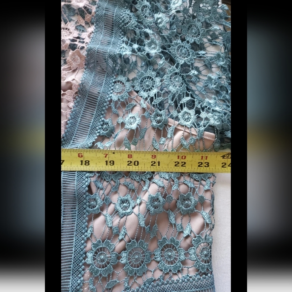 ASOS Curve Dress Plus Size 18 Embroidered Lace Soft Pink and Blue Dress A-Line - Picture 5 of 10
